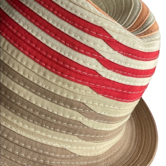 CALVIN Klein natural coral peach stripe summer hat. - Picture 5 of 12